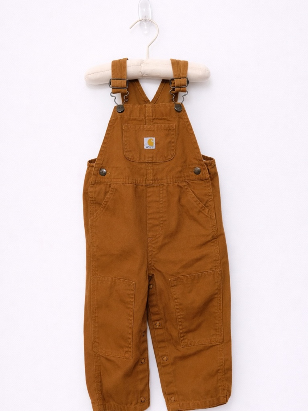 Carhartt Kids' Tan Brown Canvas Overalls with Logo Patch